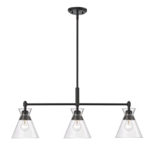 Golden 0511-LP BLK-CLR - Golden Lighting Malta 3-light Island Light in Matte Black